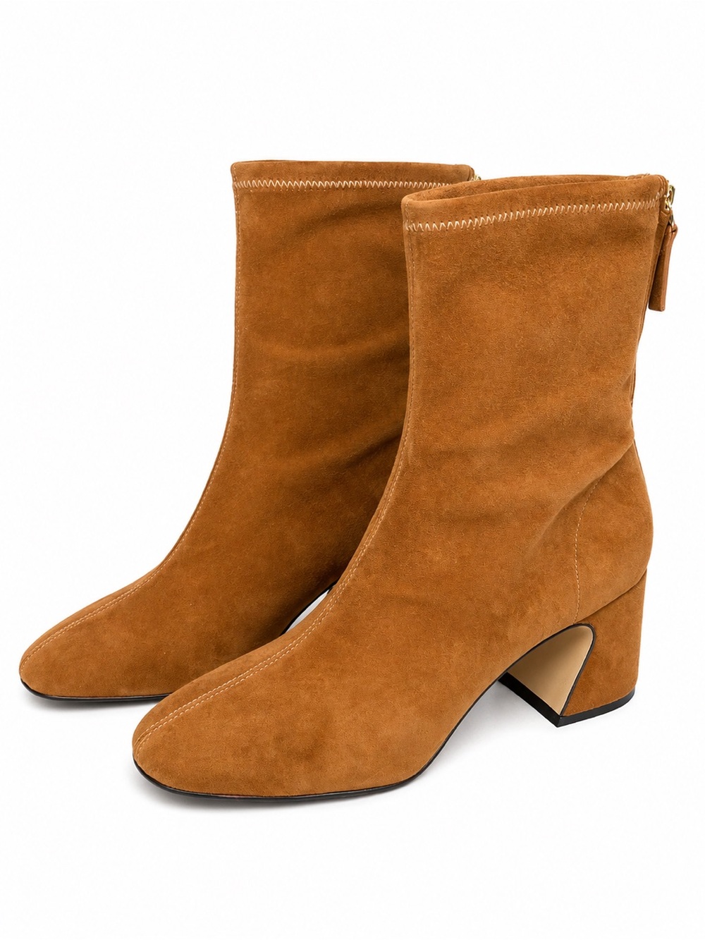 Everlane Curved-Heel Boot Russet Suede - Square Toe Ankle Boots 8.5 New